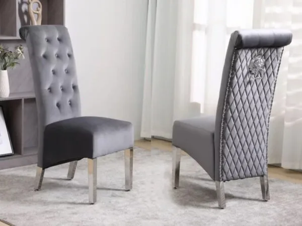 Modena Dining Chair - Grey Velvet